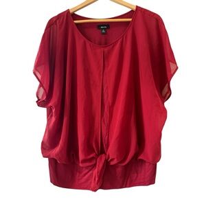 Alyx Red Relaxed Tie Front Short Sleeve Blouse